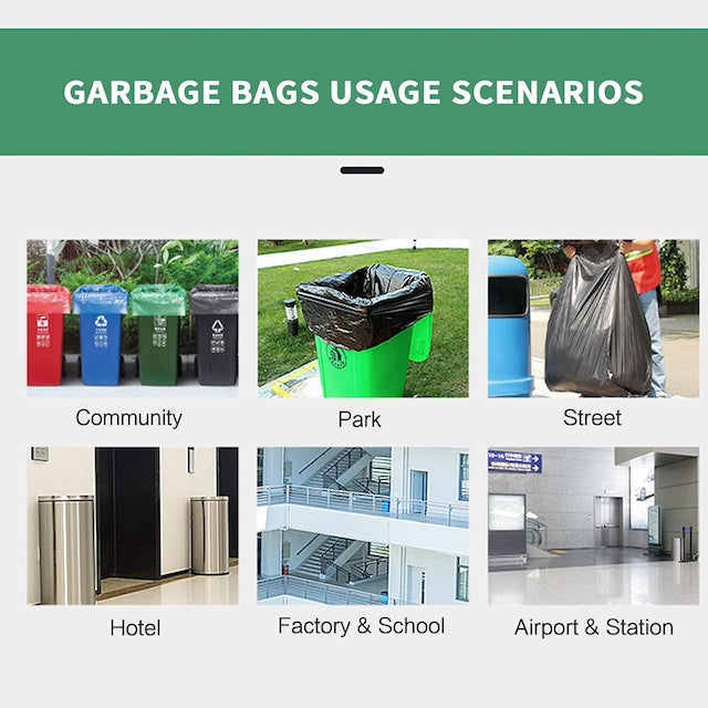 Large Black Size Garbage Bag Set, Large Trash Bags, Black Heavy Duty Bin Bags, Plastic Garbage Storage Bag - 50 pcs