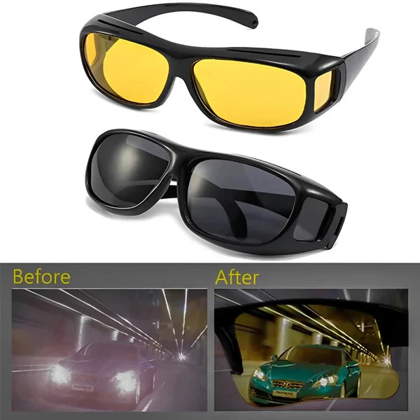 2-in-1 Driving Glasses Set β 1 Pair for Night Vision + 1 Pair for Daytime UV Protection | Anti-Glare