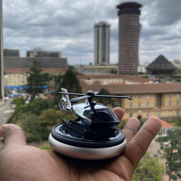Solar Powered Rotating Helicopter Car Air Freshener and Aromatherapy Diffuser