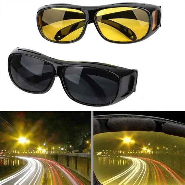 2-in-1 Driving Glasses Set – 1 Pair for Night Vision + 1 Pair for Daytime UV Protection | Anti-Glare