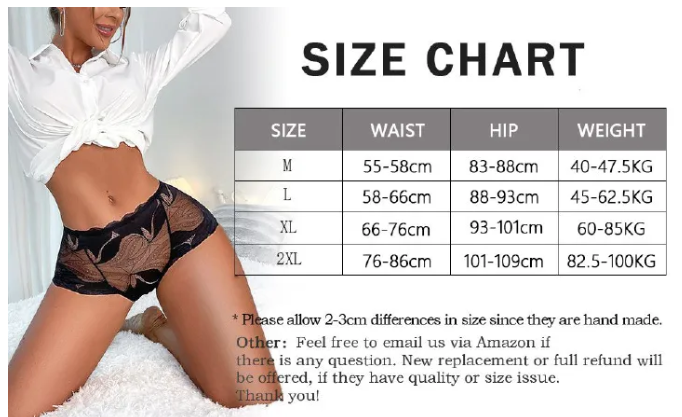 5-Pack Women's Seamless Lace Mesh Mid-Waist Plus Size Butt Lift Panties