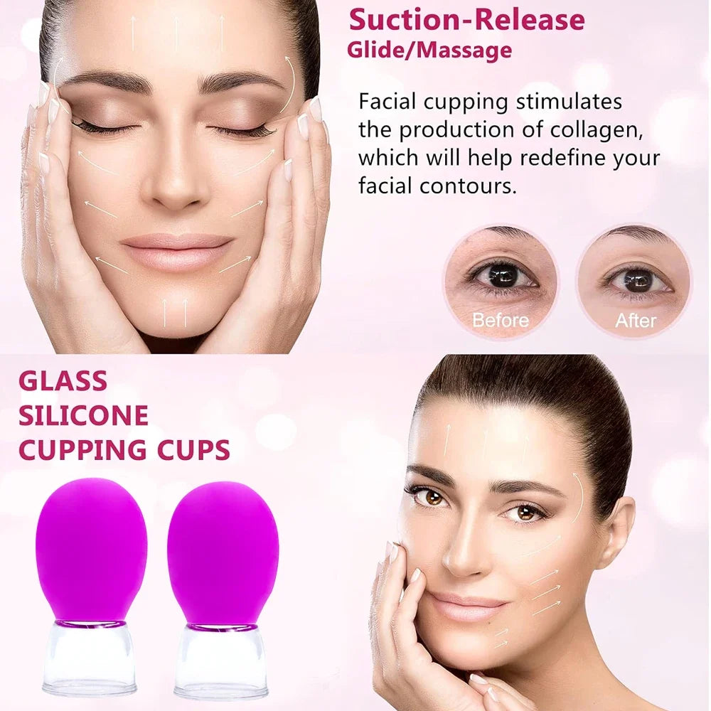 Silicone Vacuum Cupping Massage Jars Anti Cellulite Massage Facial Suction Cups Face Neck Lift Skin Scraping Guasha Anti Wrinkle