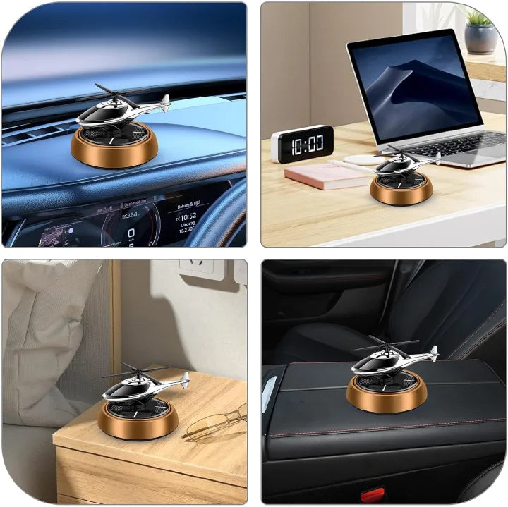 Solar Powered Rotating Helicopter Car Air Freshener and Aromatherapy Diffuser