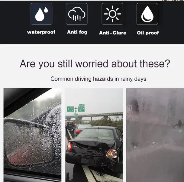 4Pcs Anti-Fog Car Rearview Mirror Protective Film Rainproof Clear Safety Shield