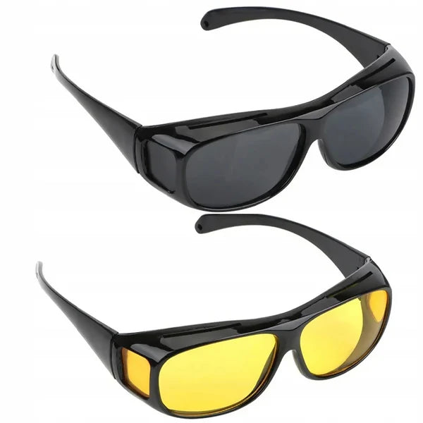 2-in-1 Driving Glasses Set – 1 Pair for Night Vision + 1 Pair for Daytime UV Protection | Anti-Glare