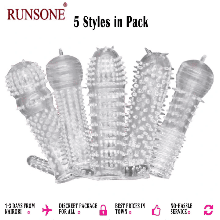 5-Pack Silicone Penis Sleeves: Enhancer, Extender, Delay Ring for Men's Pleasure