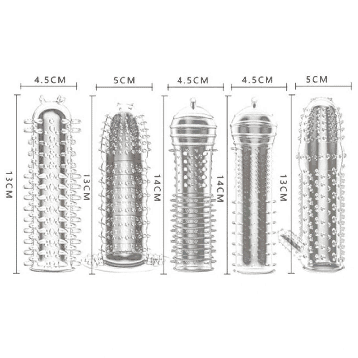 5-Pack Silicone Penis Sleeves: Enhancer, Extender, Delay Ring for Men's Pleasure