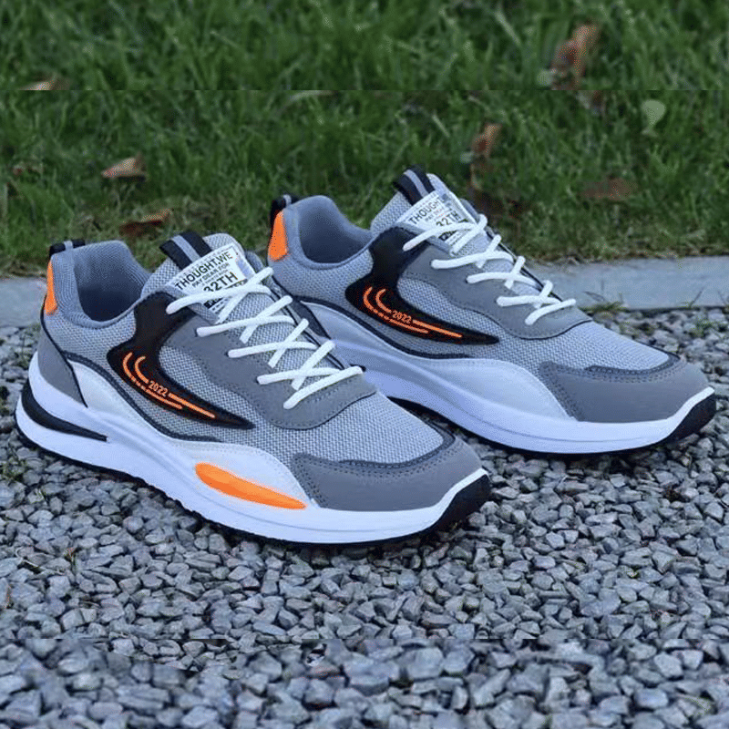 Baldur Men's Grey Mesh Sneakers: Comfortable Outdoor Sports Walking Shoes