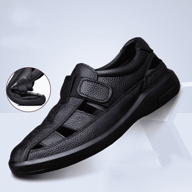 Brave Shop Men's Classic Oxford Sandals: Comfortable Casual Slip-On Loafers, Black