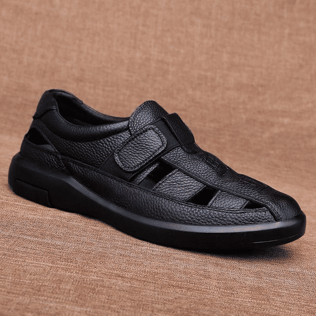Brave Shop Men's Classic Oxford Sandals: Comfortable Casual Slip-On Loafers, Black