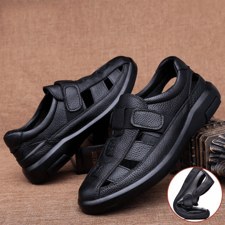 Brave Shop Men's Classic Oxford Sandals: Comfortable Casual Slip-On Loafers, Black