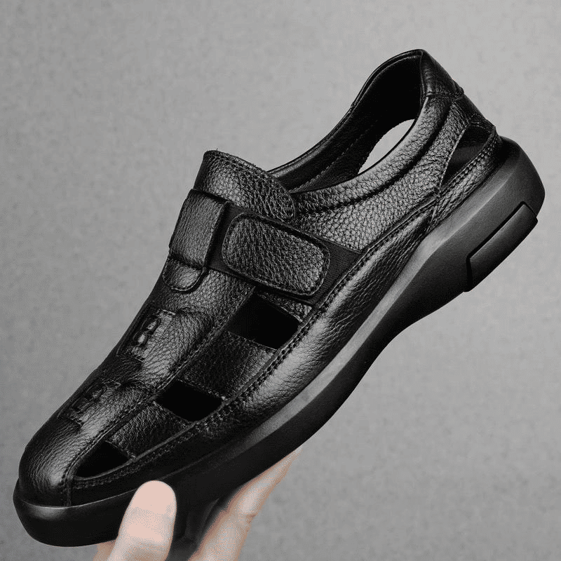 Brave Shop Men's Classic Oxford Sandals: Comfortable Casual Slip-On Loafers, Black