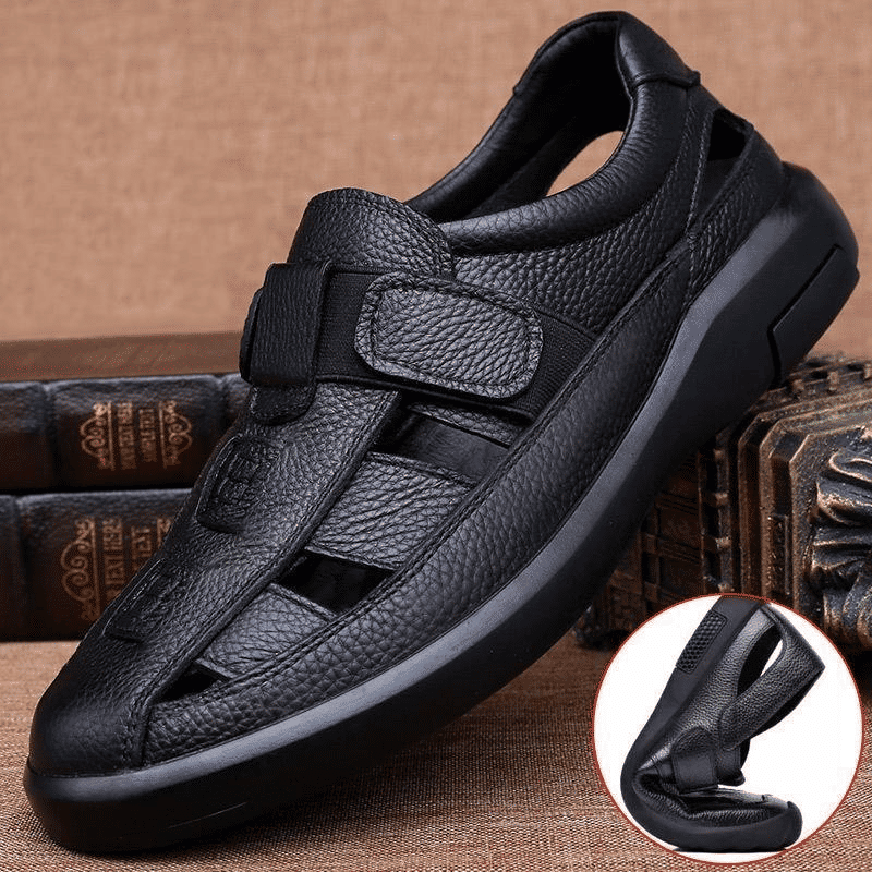 Brave Shop Men's Classic Oxford Sandals: Comfortable Casual Slip-On Loafers, Black