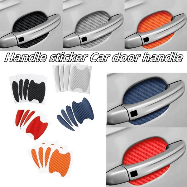 4-Piece Carbon Fiber Car Door Handle Scratch Protector Sticker Set