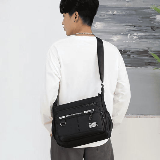 Men's Large Capacity Waterproof Shoulder Bag - Multi-Pocket Business & Leisure Crossbody