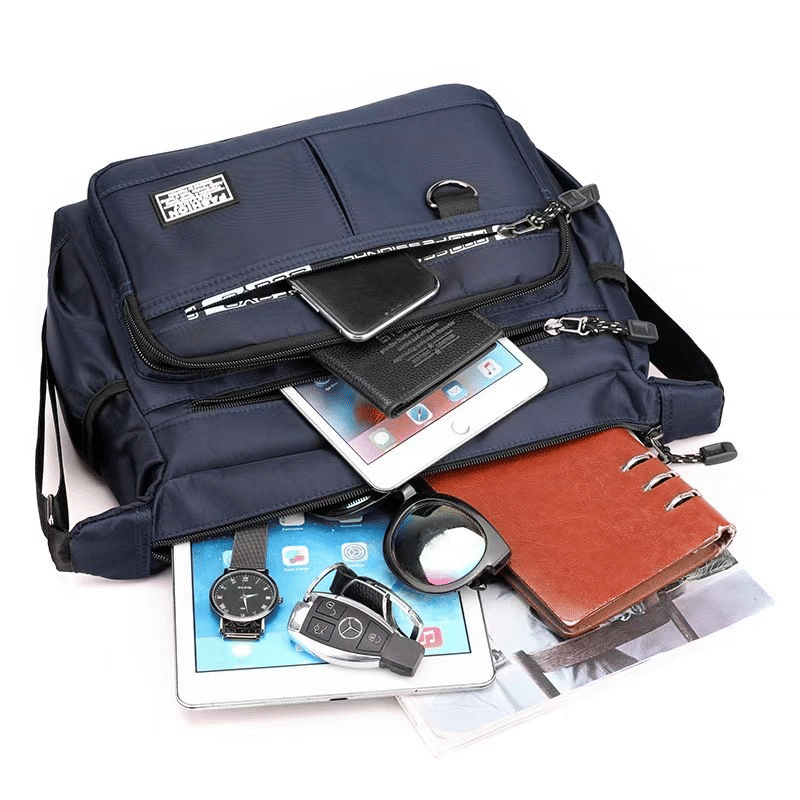 Men's Large Capacity Waterproof Shoulder Bag - Multi-Pocket Business & Leisure Crossbody