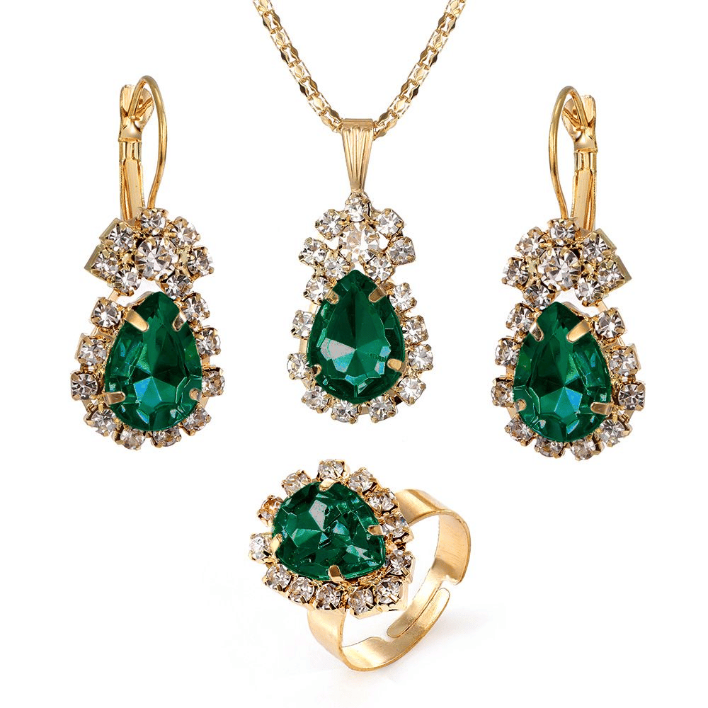 Elegant UPHUI 5-Piece Women's Diamond Square Quartz Watch & Matching Jewelry Set