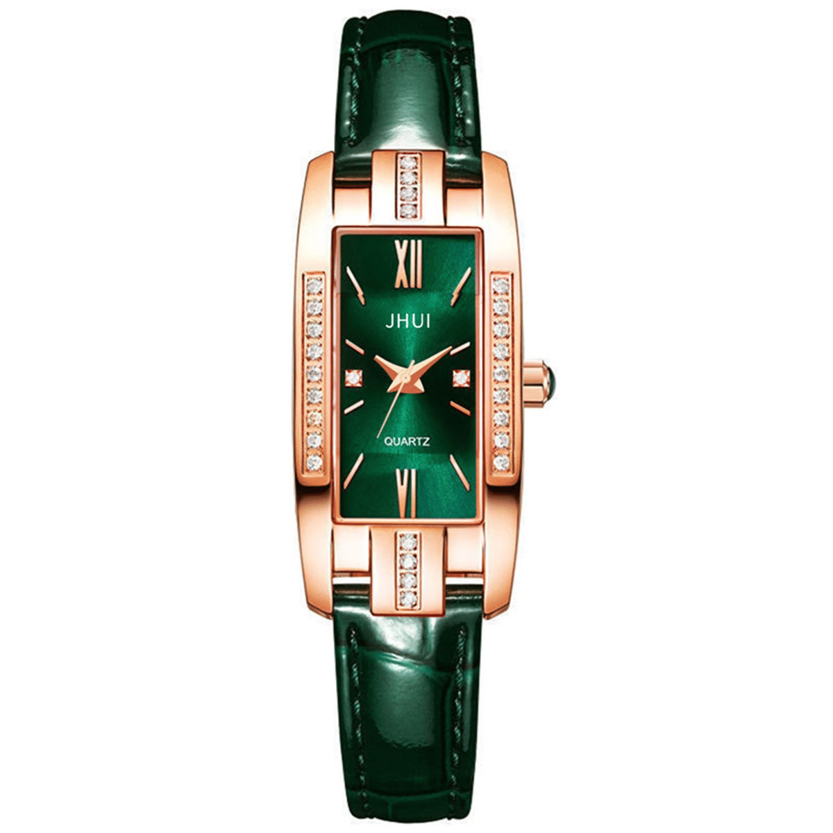 Elegant UPHUI 5-Piece Women's Diamond Square Quartz Watch & Matching Jewelry Set