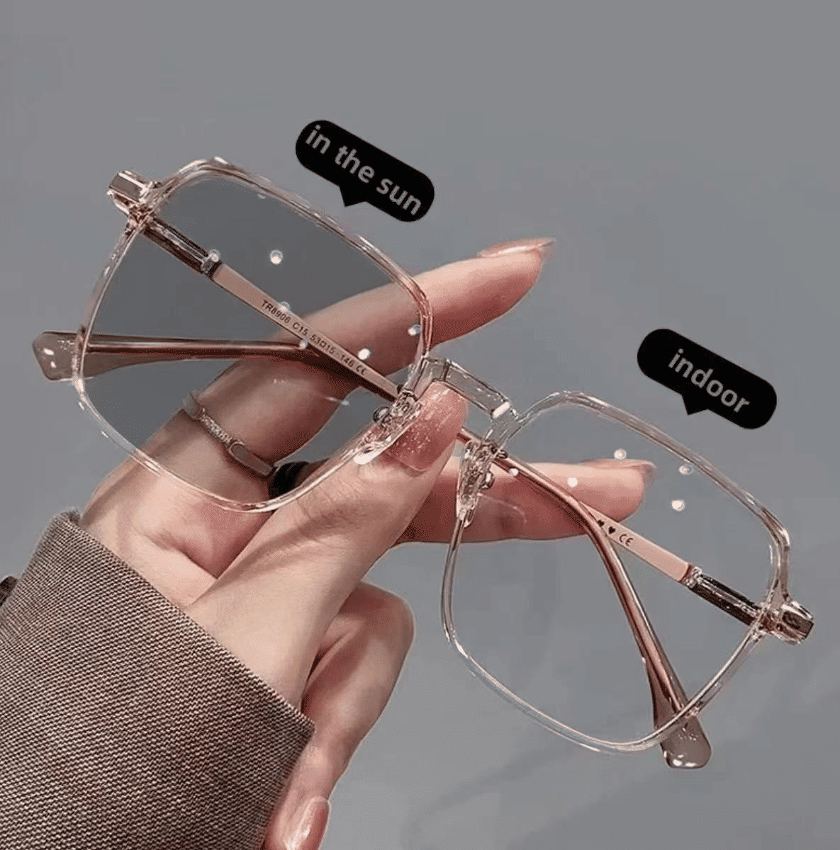 Stylish Photochromic Square Glasses: Outdoor Color Changing Eyewear for Men & Women