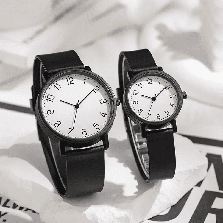 2-Piece Set Versatile Fashion Couple Watches for Students - Men and Women Quartz Wristwatches