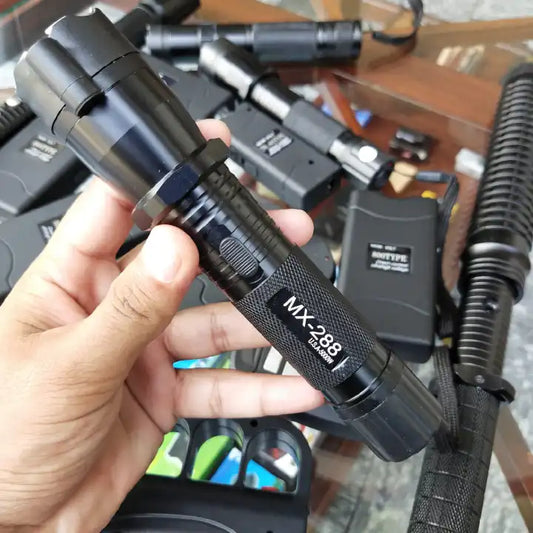 Electro Shocker Self-Defense LED Flashlight – High-Voltage Stun Device with Laser Pointer