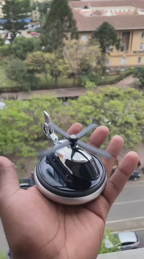 Solar Powered Rotating Helicopter Car Air Freshener and Aromatherapy Diffuser