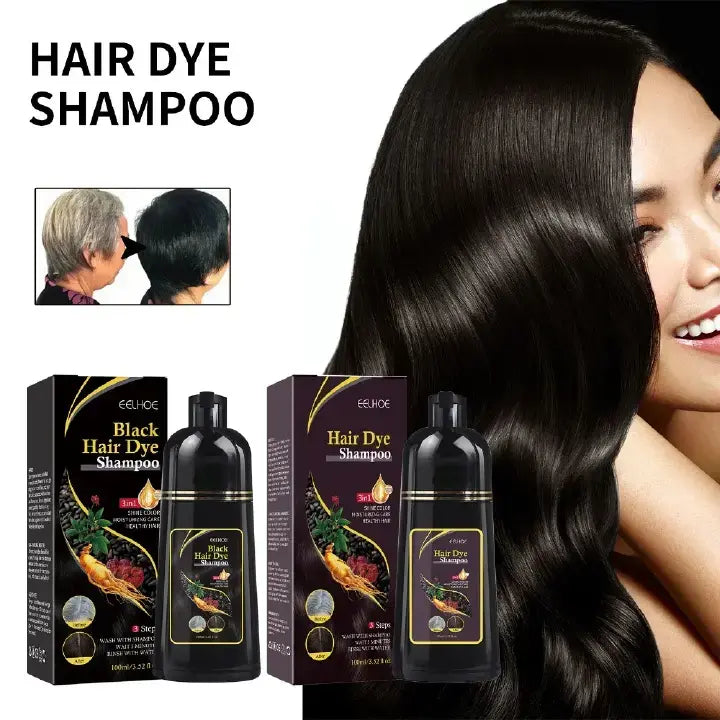 Black Hair Dye Shampoo 3 in 1 Growth Clean Hair Darkening Deep Nouris