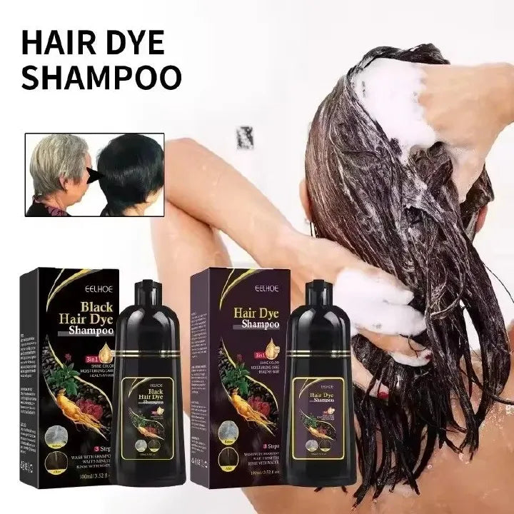 Black Hair Dye Shampoo 3 in 1 Growth Clean Hair Darkening Deep Nouris