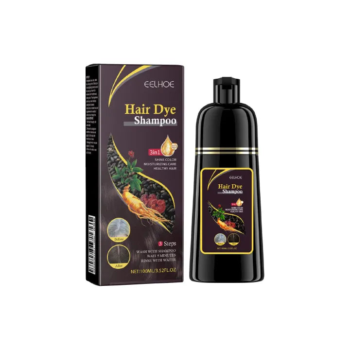 Black Hair Dye Shampoo 3 in 1 Growth Clean Hair Darkening Deep Nouris