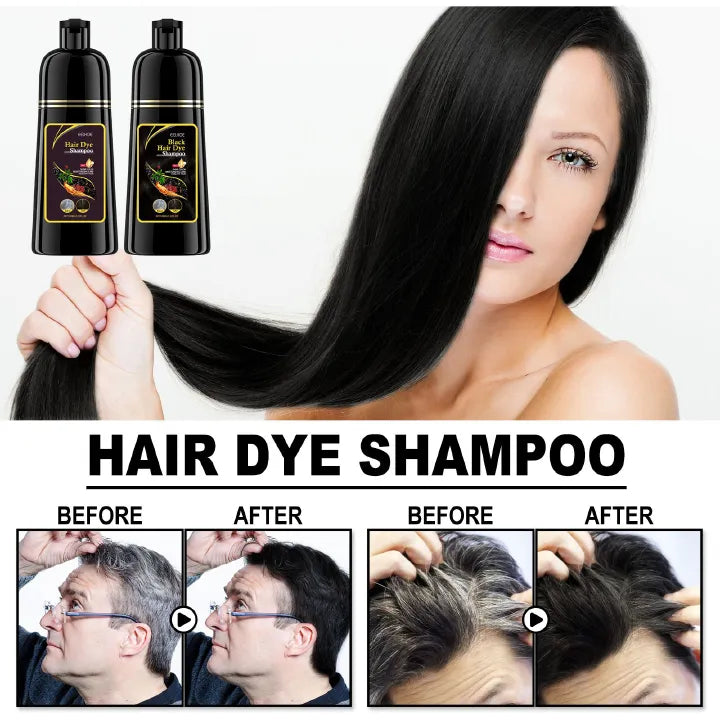 Black Hair Dye Shampoo 3 in 1 Growth Clean Hair Darkening Deep Nouris